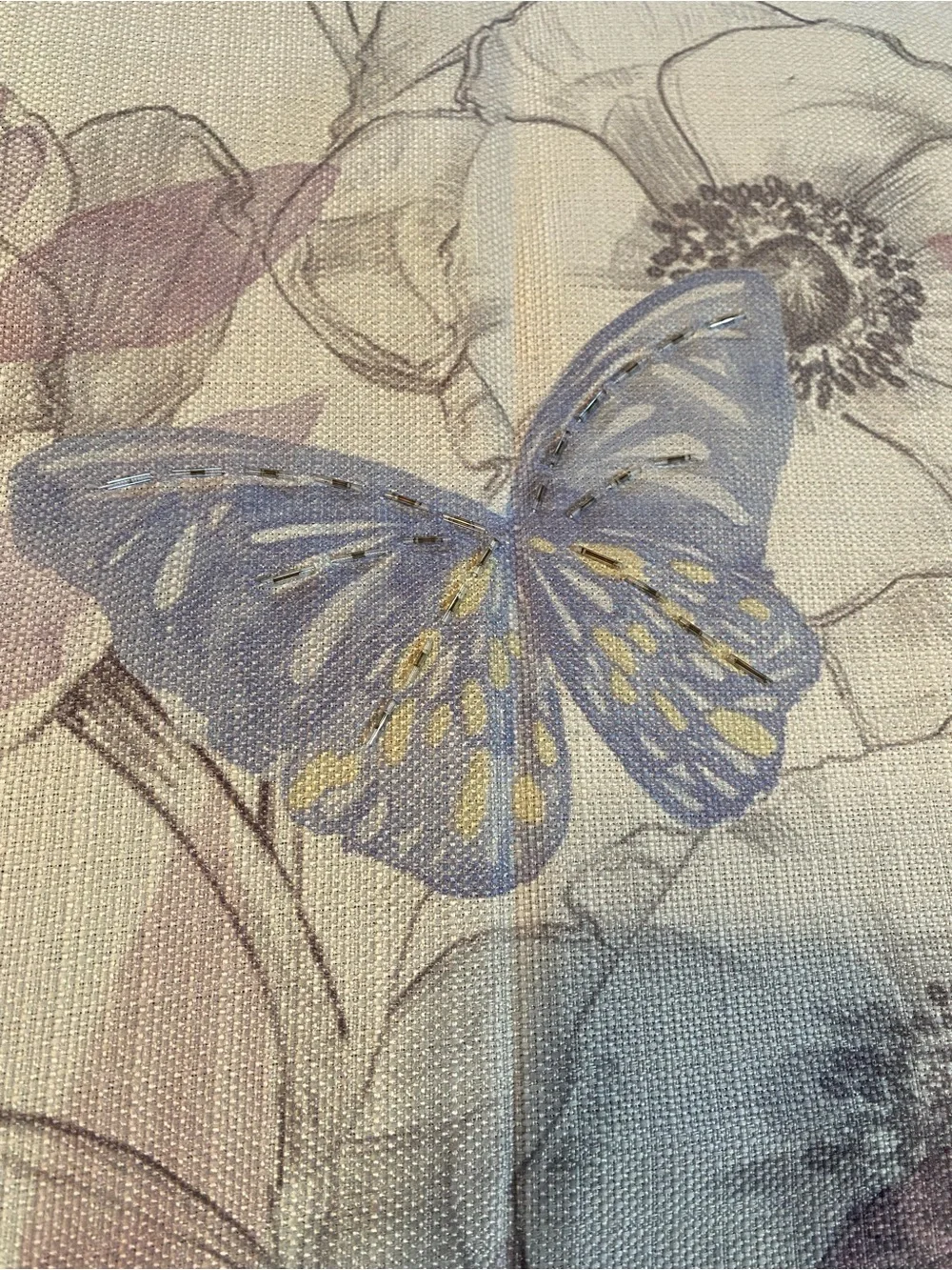 Butterfly Accent cream colored shower curtain and accessories